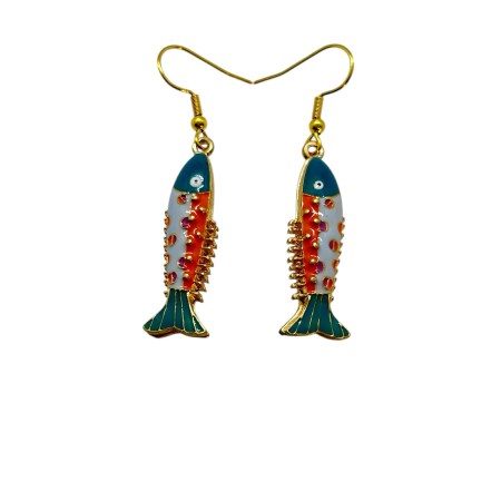 earrings steel gold fish 18k1